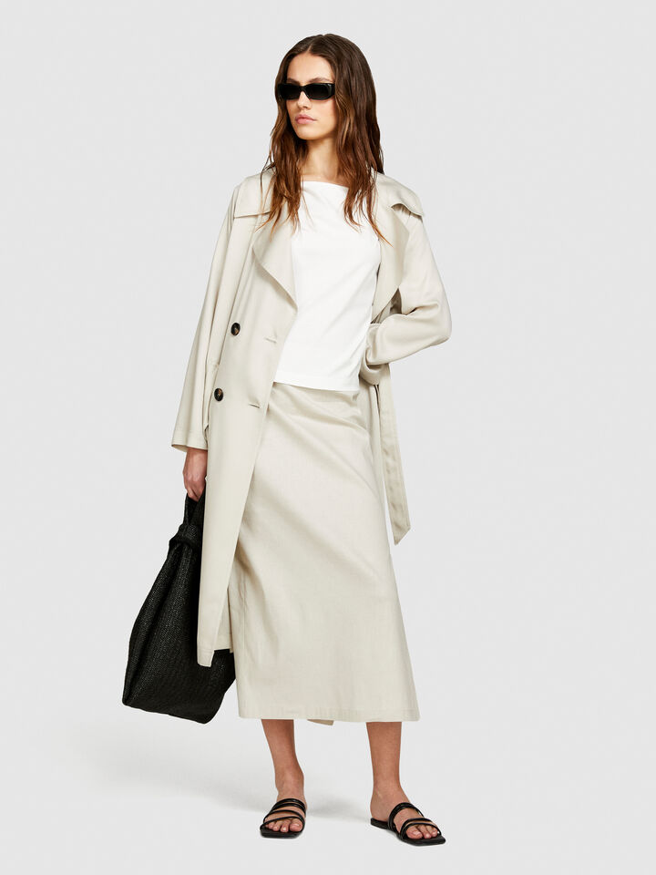 T-shirt with boat neck - women's short sleeve t-shirts - Creamy White | Sisley image number 1